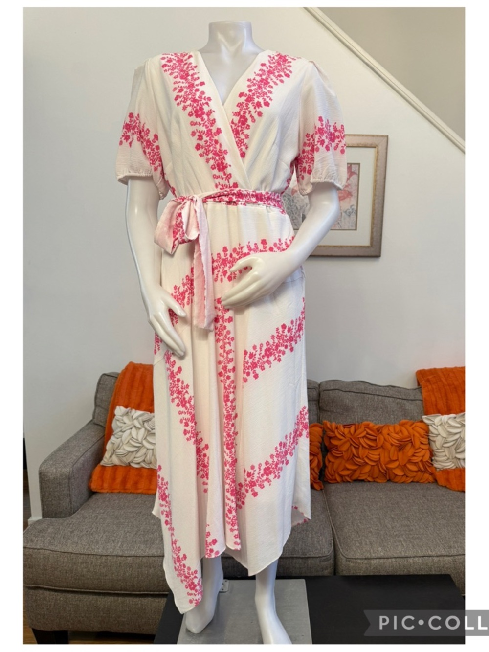 ❣️🆕Maison Tara Floral Stripe Textured Faux Wrap Dress❣️